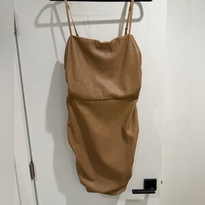 Lulu's Camel Faux Leather Dress